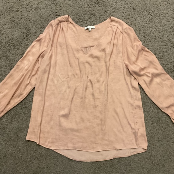 Maison d’Amelie Paris Anthropologie Light Pink V-Neck Shirt Top Blouse Y2K sz XL - Picture 6 of 6